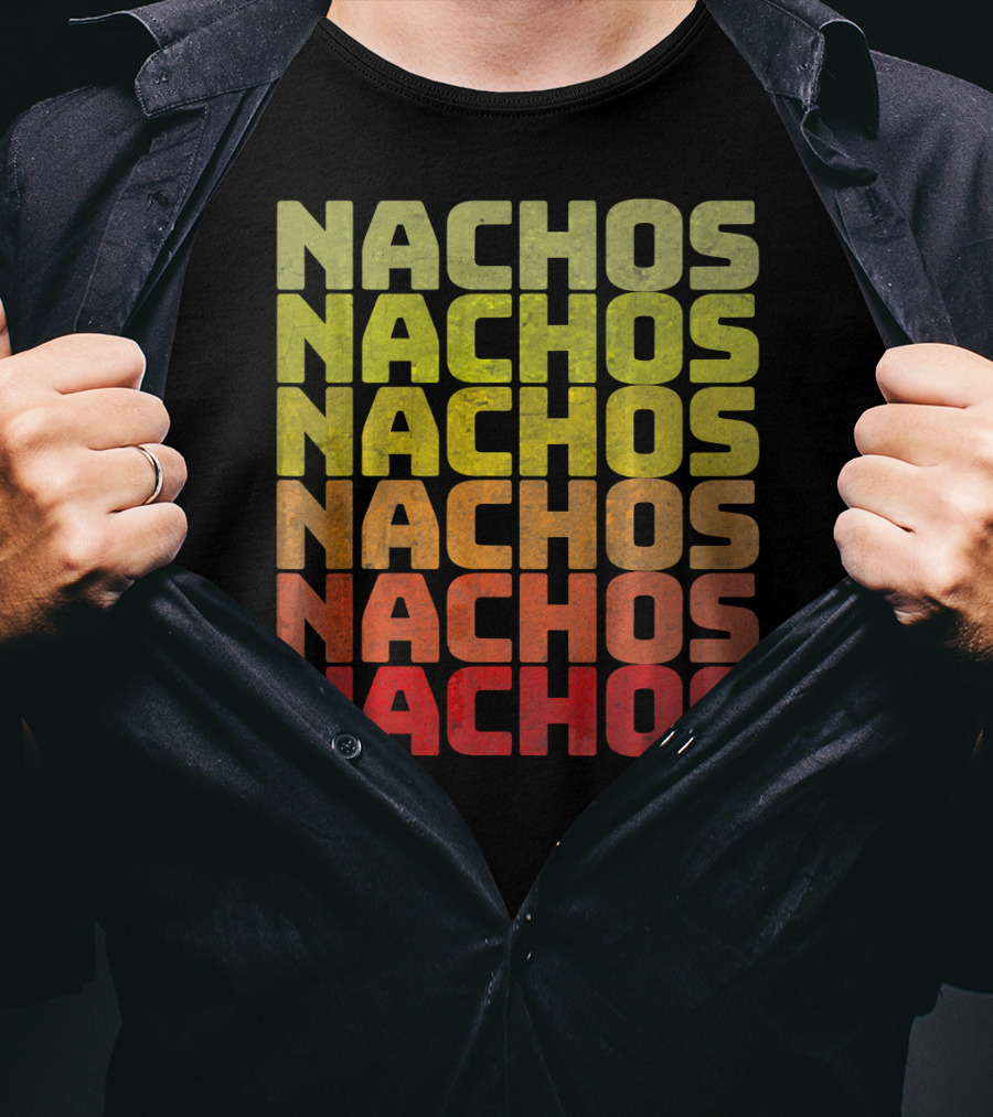 Nachos Retro Funny Tuesday Tacos Repeated Nachos Text T-Shirt
