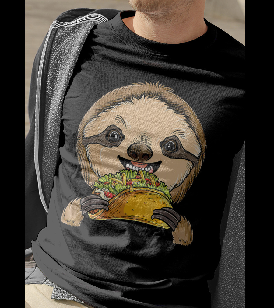 Sloth Taco Animal Tacos Lover Me Cute Sloth Eating Tacos T-Shirt