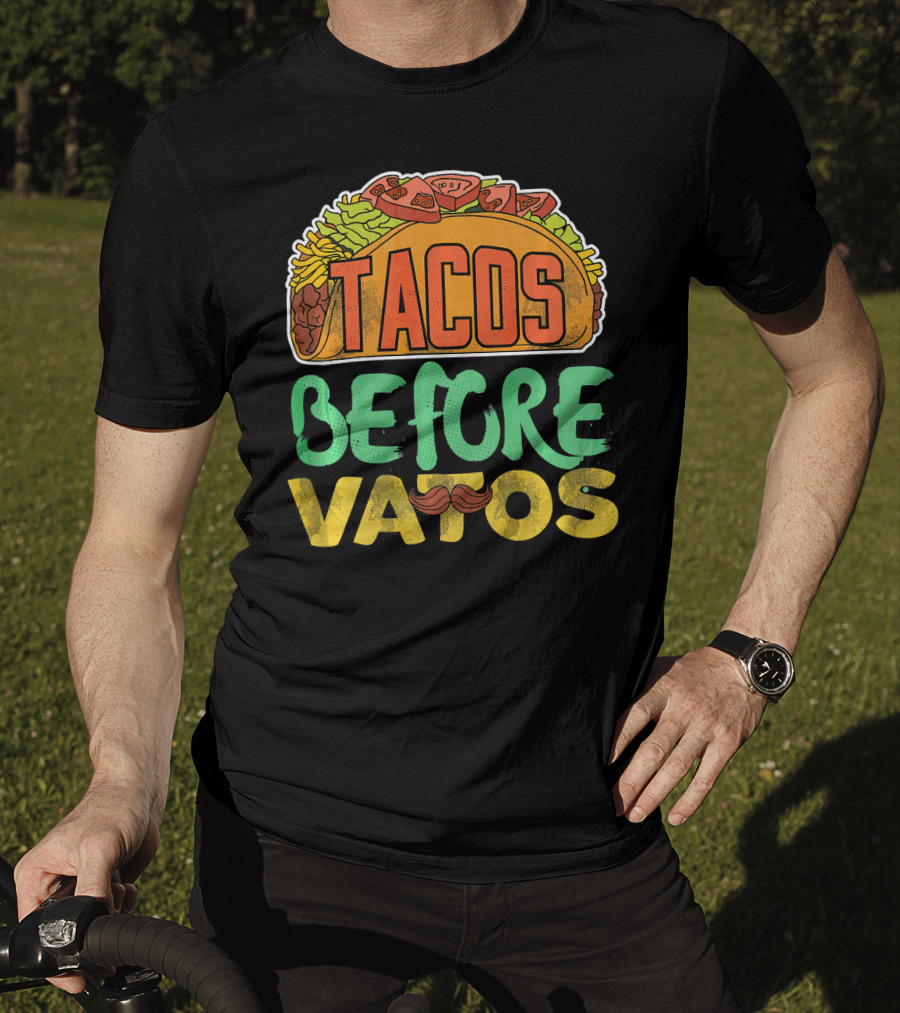 Tacos Before Vatos Funny Taco Tuesday Mustache T-Shirt