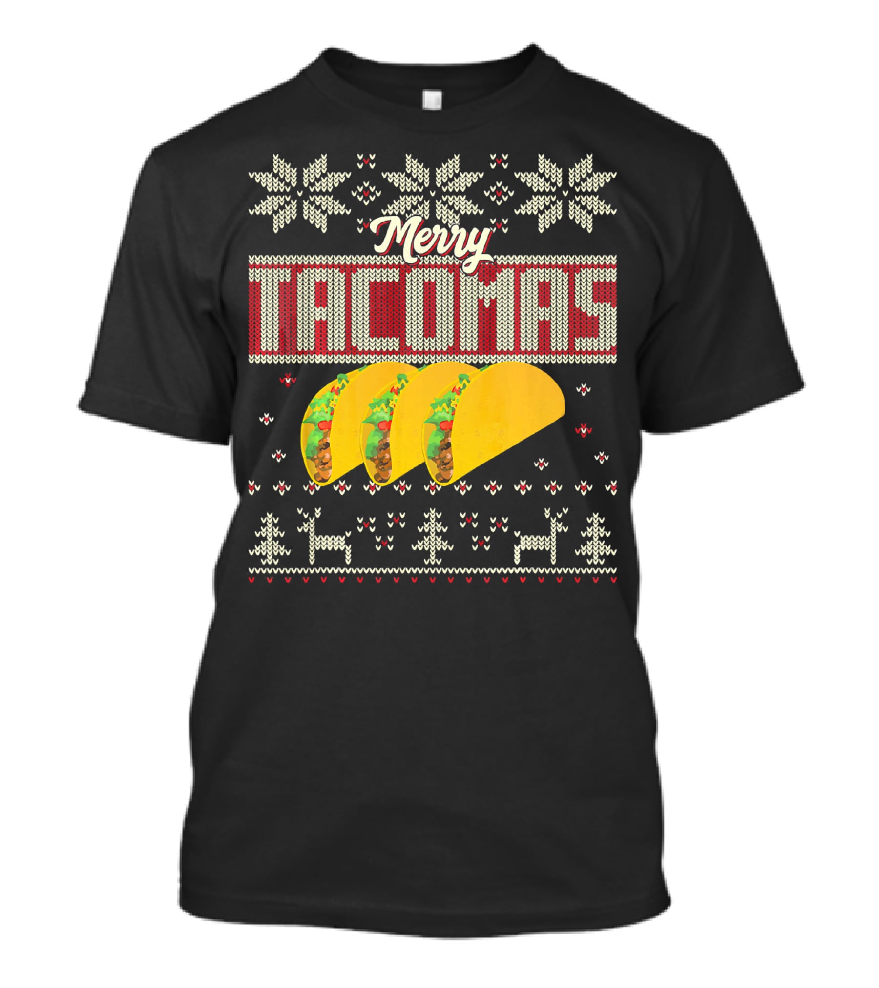 Merry Tacomas Ugly Christmas Sweater Taco Knit T-Shirt