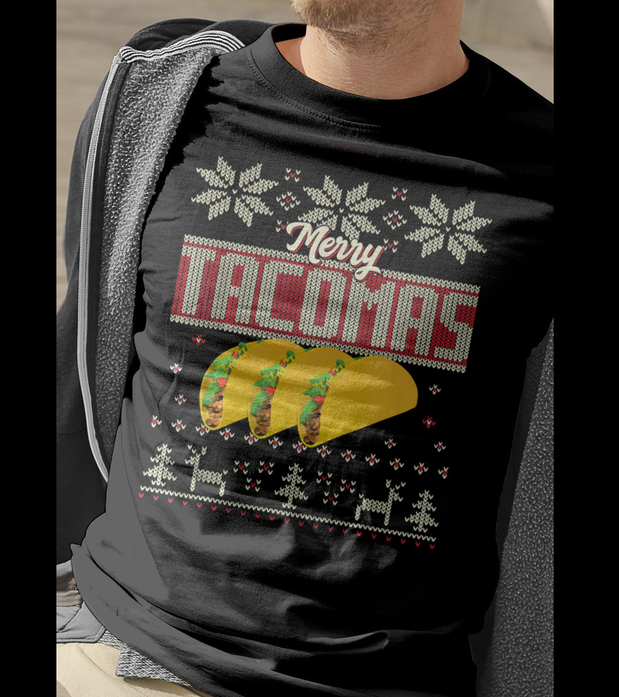 Merry Tacomas Ugly Christmas Sweater Taco Knit T-Shirt