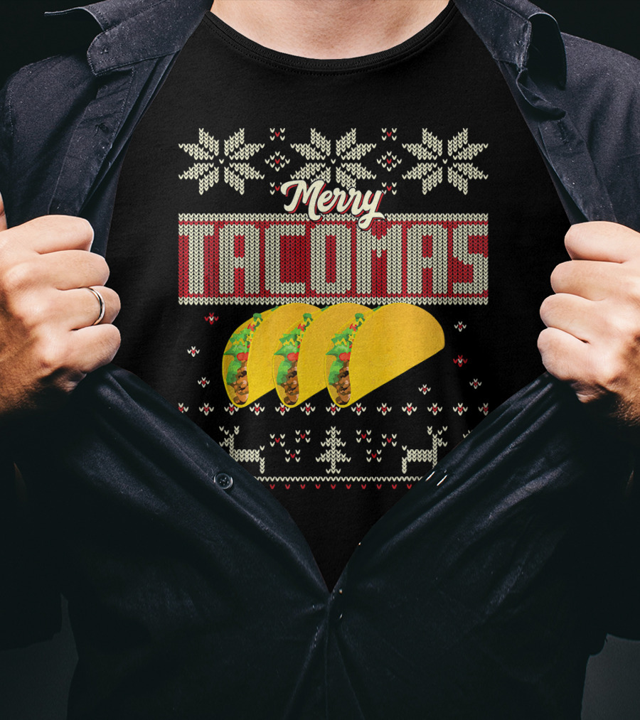 Merry Tacomas Ugly Christmas Sweater Taco Knit T-Shirt