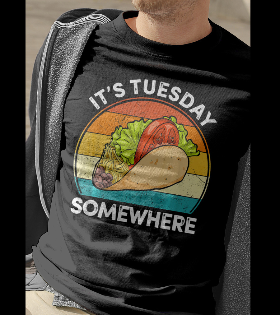 It's Tuesday Somewhere Vintage Taco Retro Stripes T-Shirt