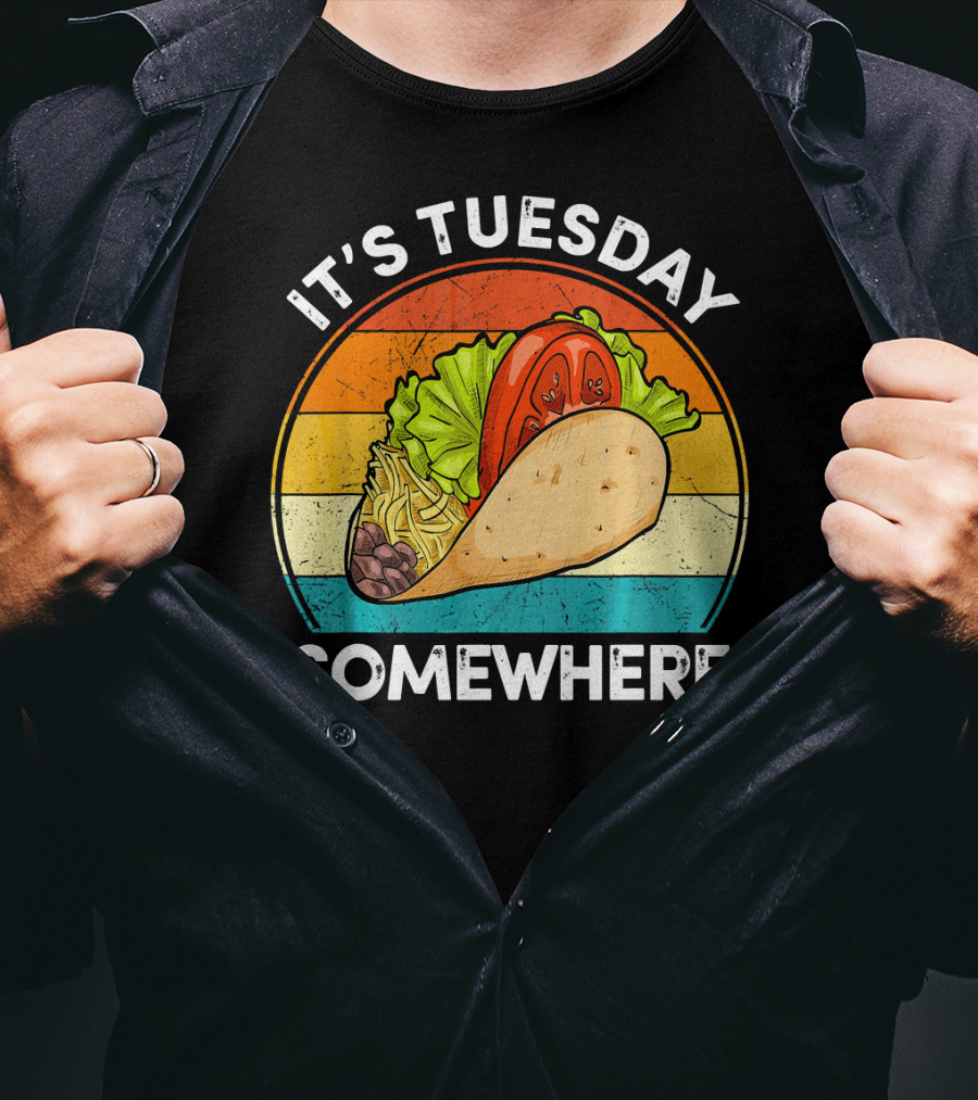 It's Tuesday Somewhere Vintage Taco Retro Stripes T-Shirt