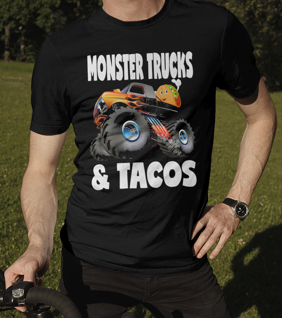 Monster Trucks And Tacos Funny Cute Taco Truck Adventure T-Shirt