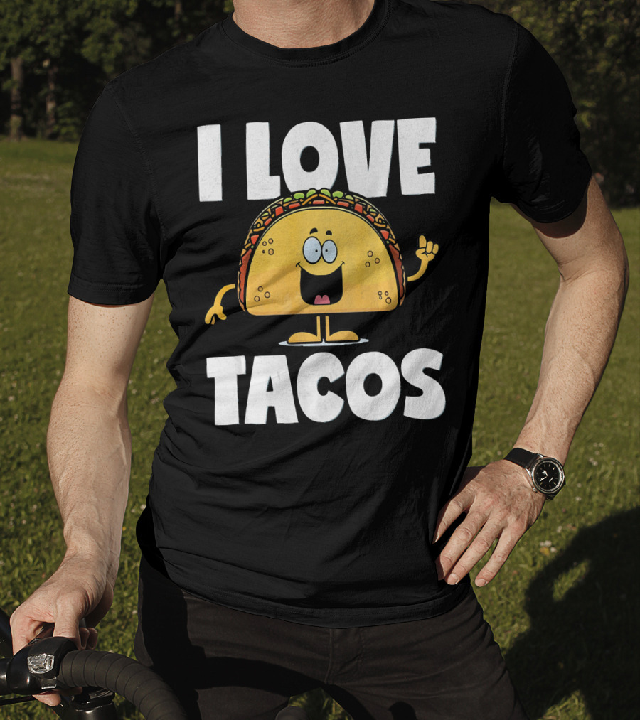 I Love Tacos Funny Vintage Retro Cute Taco Cartoon T-Shirt