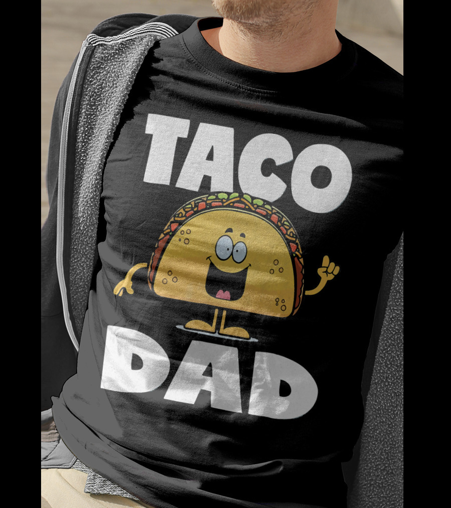 Taco Dad Funny Vintage Tacos Fathers Cartoon T-Shirt