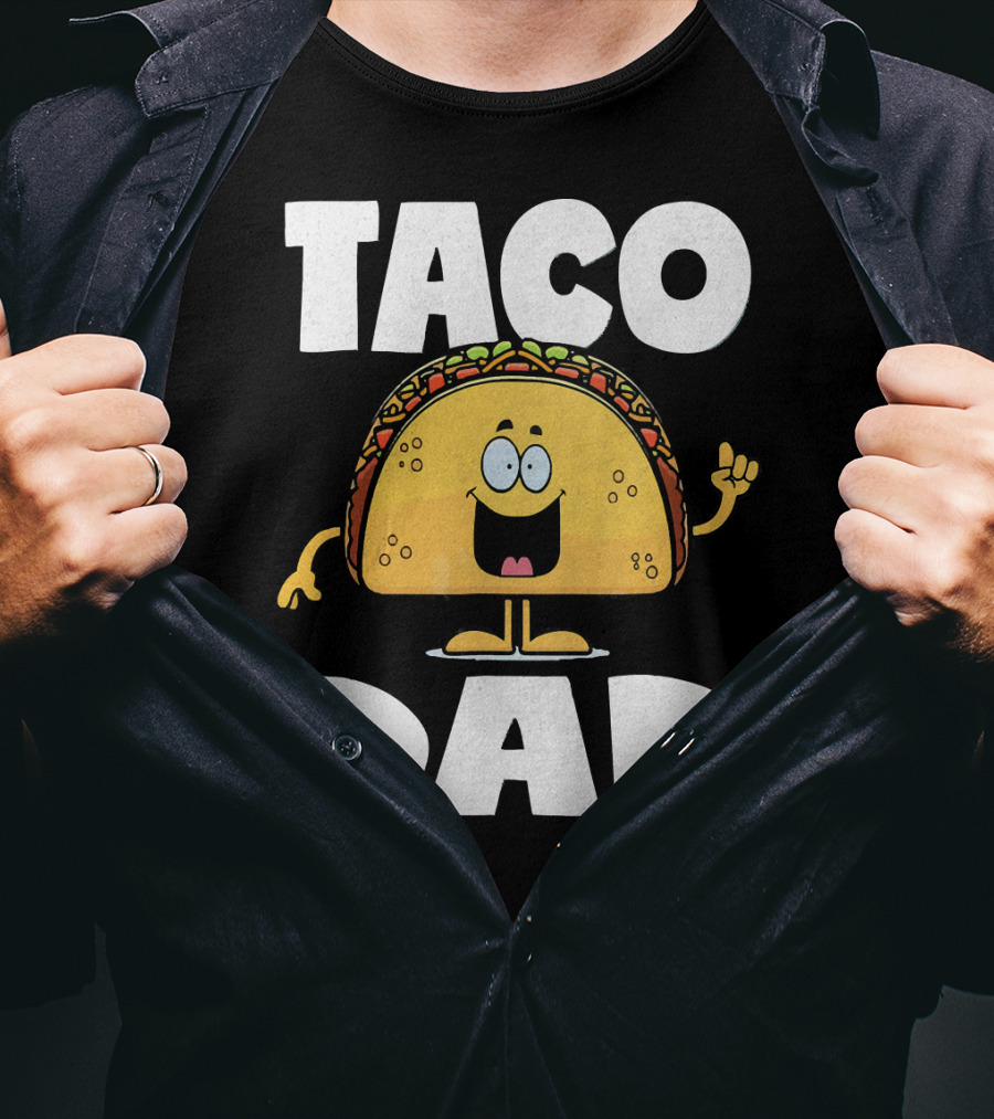 Taco Dad Funny Vintage Tacos Fathers Cartoon T-Shirt