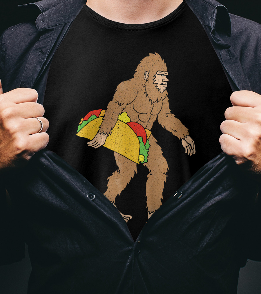 Funny Yetti Big Foot Taco Holding T-Shirt
