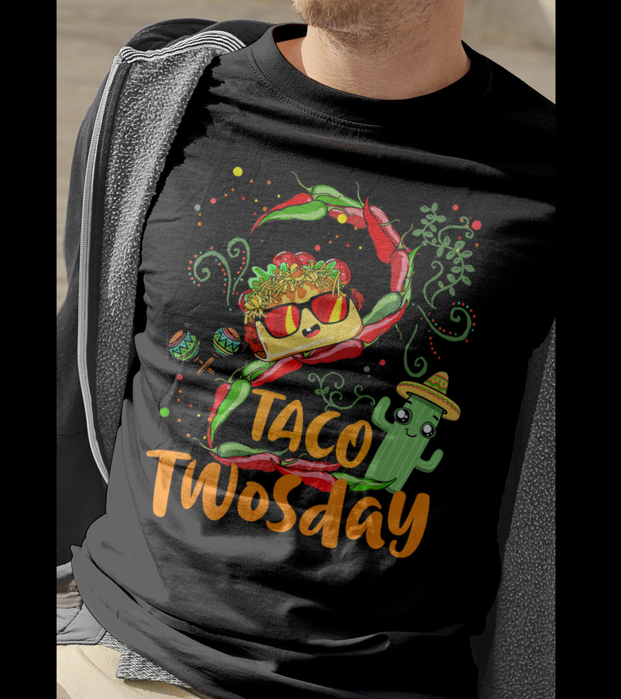 Taco Twosday 2nd Birthday Chili Hat Cactus Maracas T-Shirt