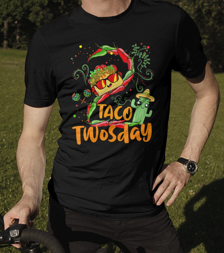 Taco Twosday 2nd Birthday Chili Hat Cactus Maracas T-Shirt