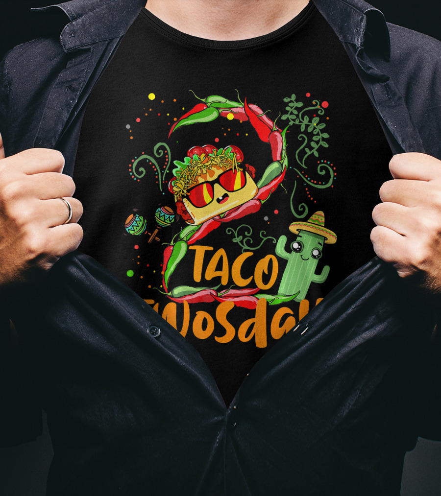 Taco Twosday 2nd Birthday Chili Hat Cactus Maracas T-Shirt