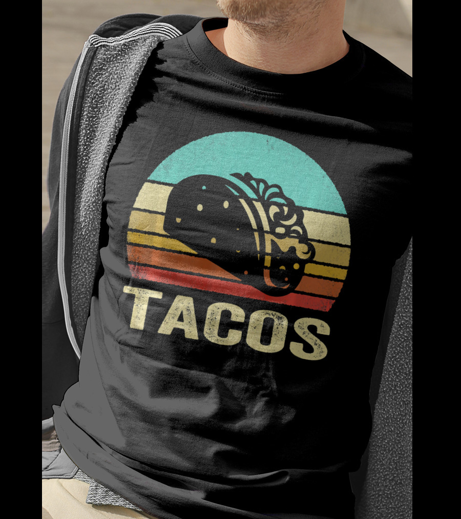 Vintage Tacos Retro Sunset Stripes T-Shirt