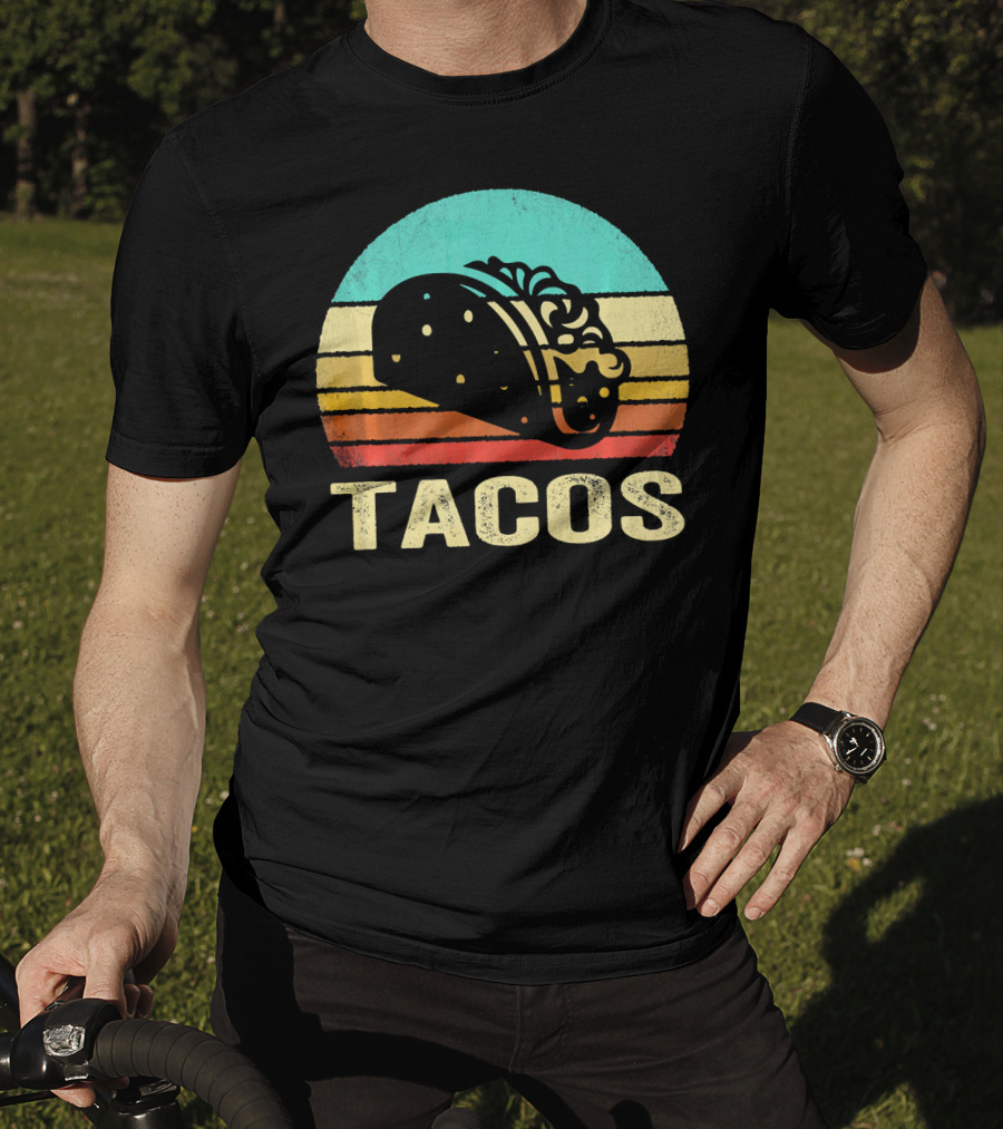Vintage Tacos Retro Sunset Stripes T-Shirt