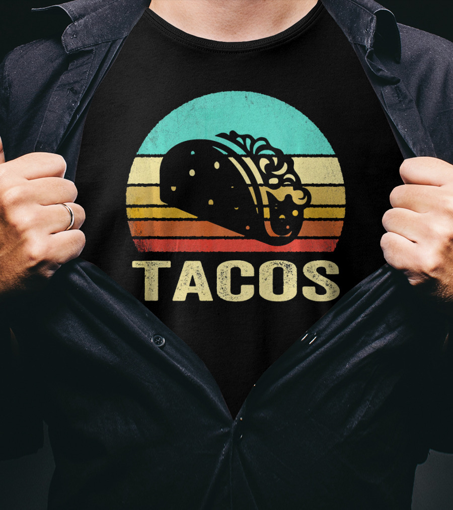 Vintage Tacos Retro Sunset Stripes T-Shirt