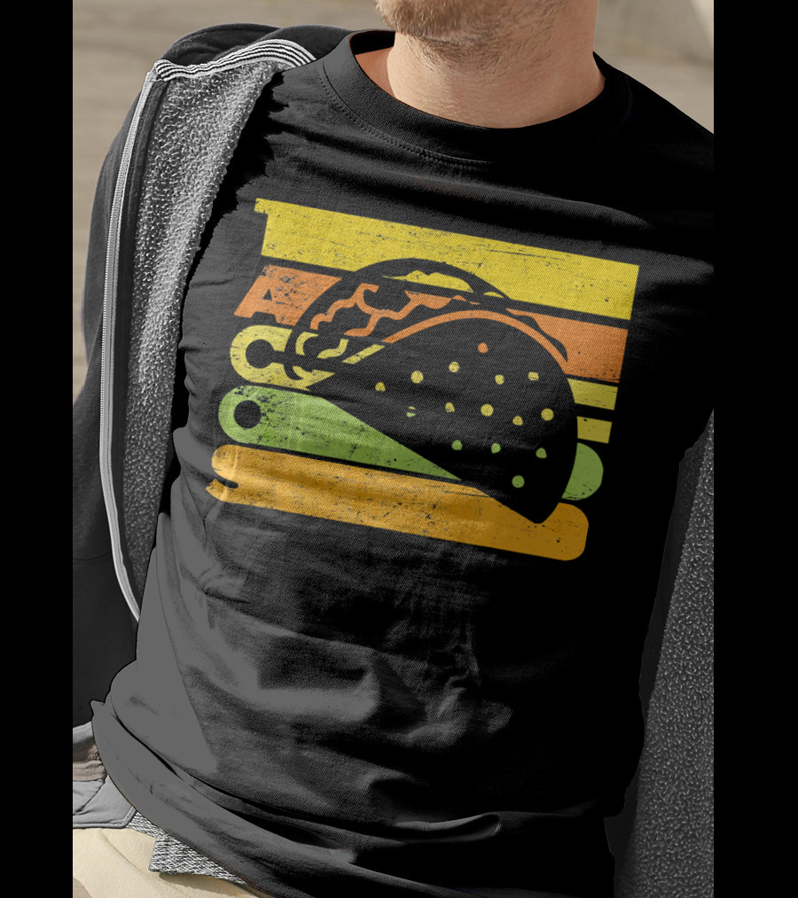 Vintage Retro Style Tacos Funny Ta Stripes Taco T-Shirt