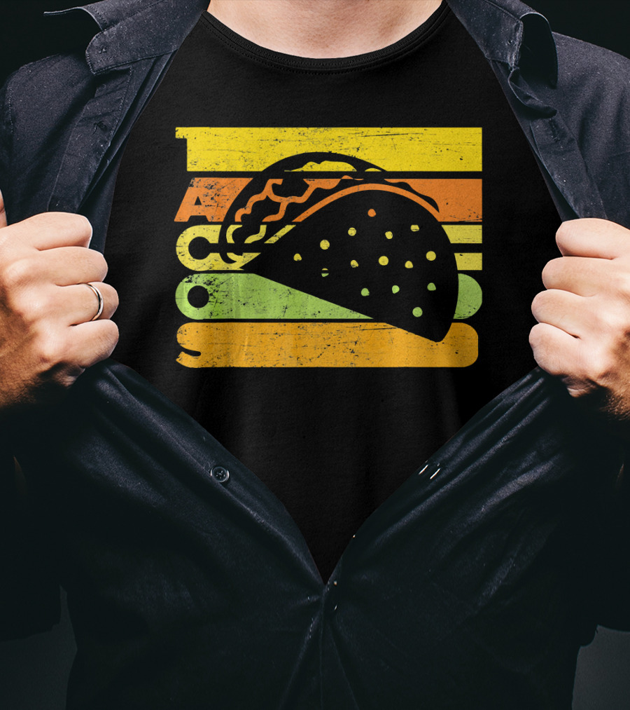 Vintage Retro Style Tacos Funny Ta Stripes Taco T-Shirt