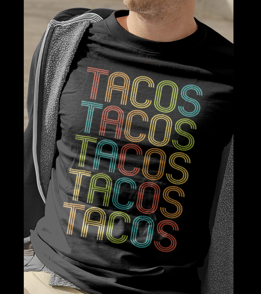 Vintage TACOS Rainbow Retro 70s T-Shirt