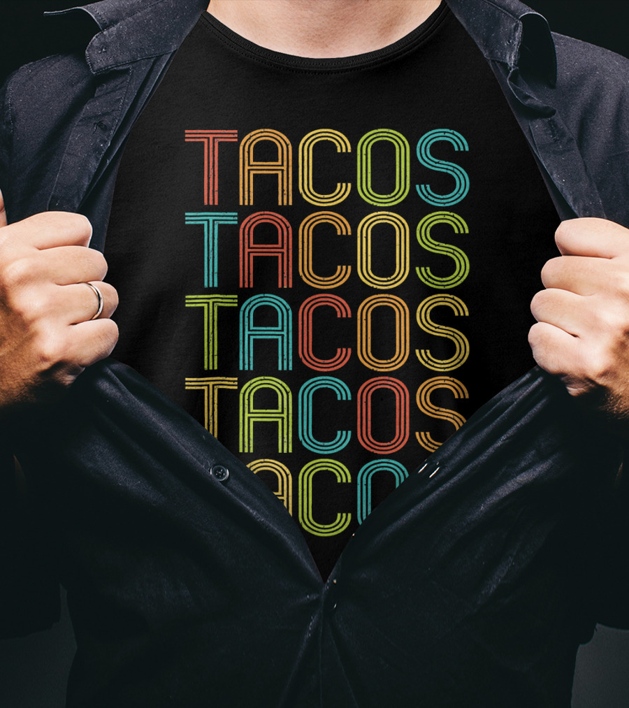 Vintage TACOS Rainbow Retro 70s T-Shirt