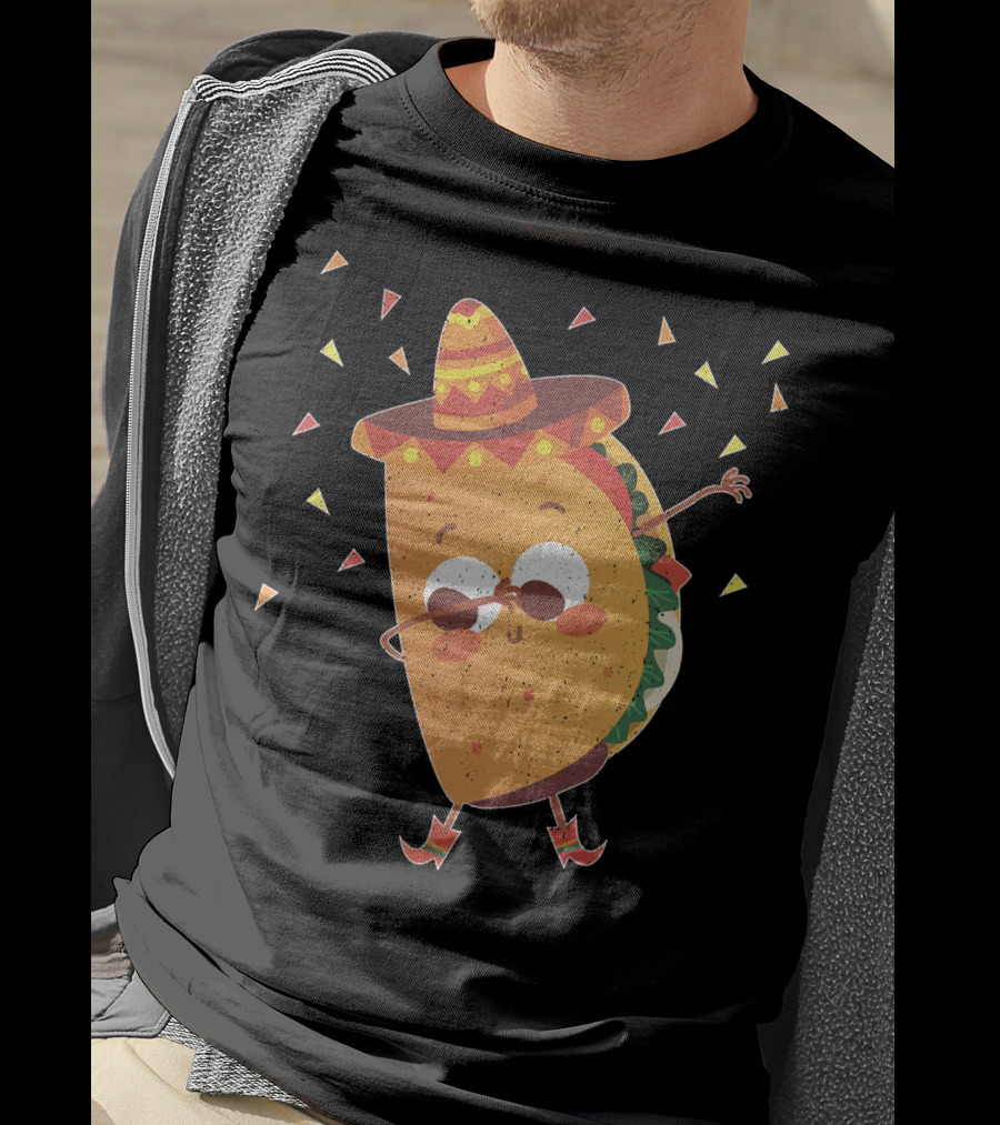 Funny Mexican Dabbing Taco Sombrero Party T-Shirt