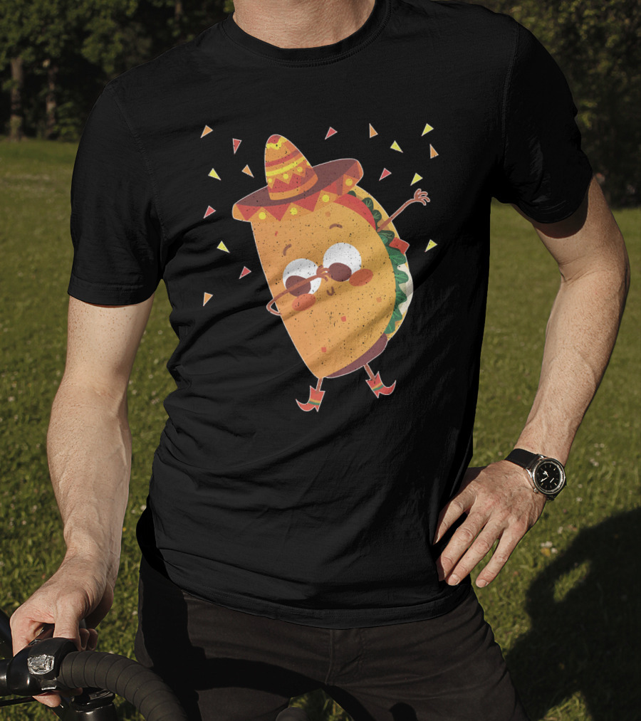 Funny Mexican Dabbing Taco Sombrero Party T-Shirt