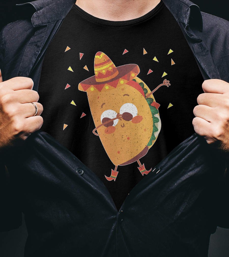 Funny Mexican Dabbing Taco Sombrero Party T-Shirt