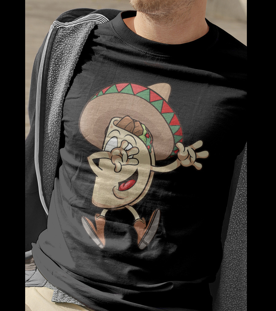 Taco Dance Funny Sombrero Wearin' Animated Taco Character T-Shirt