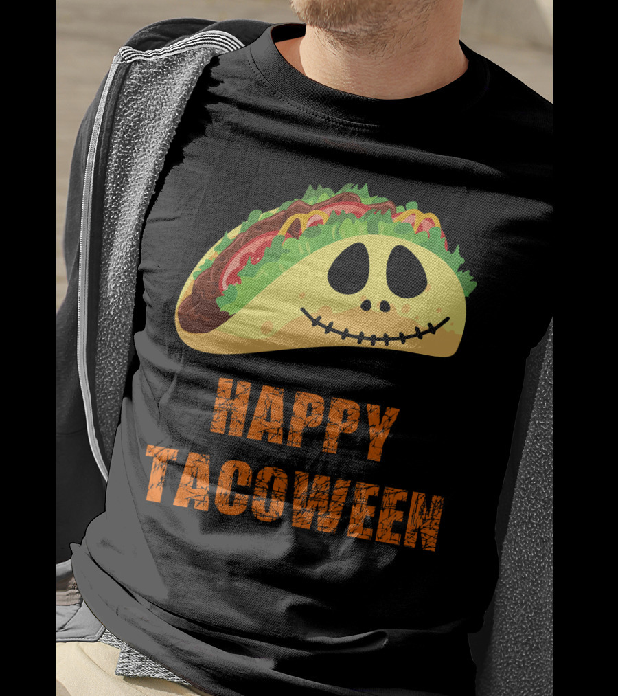 Happy Tacoween Halloween Taco Skeleton Face T-Shirt