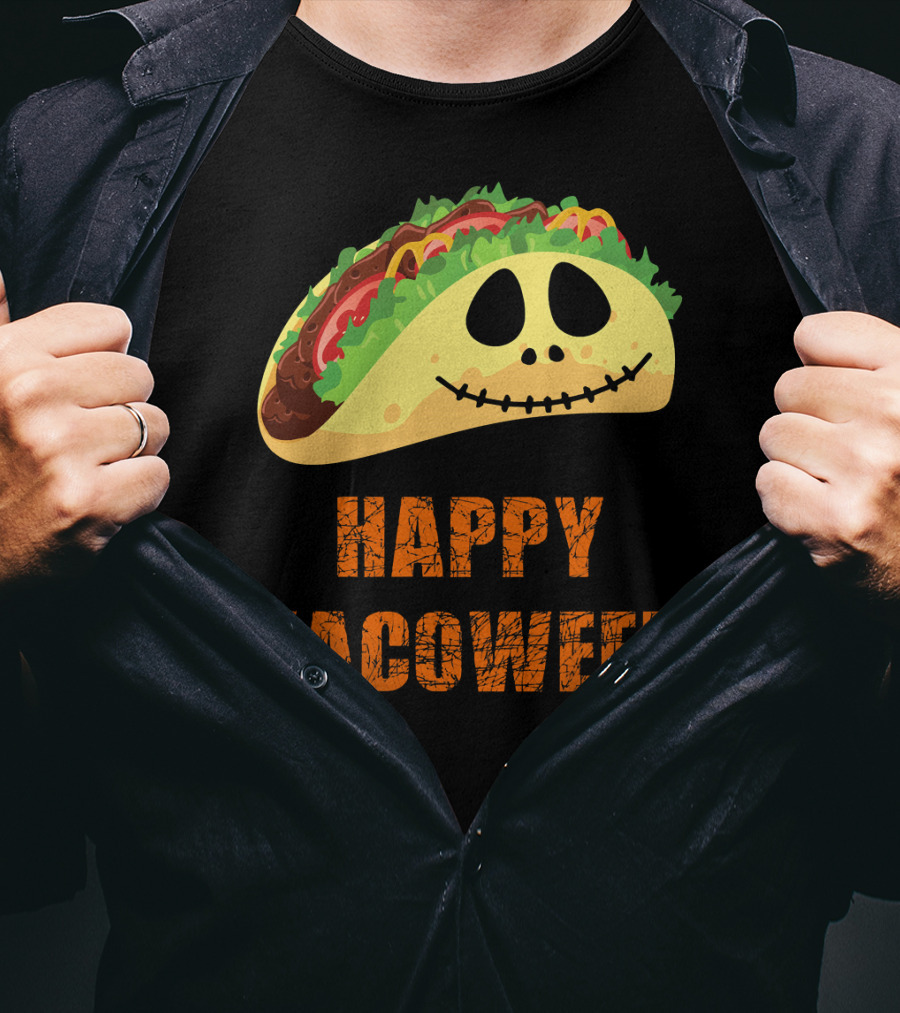 Happy Tacoween Halloween Taco Skeleton Face T-Shirt