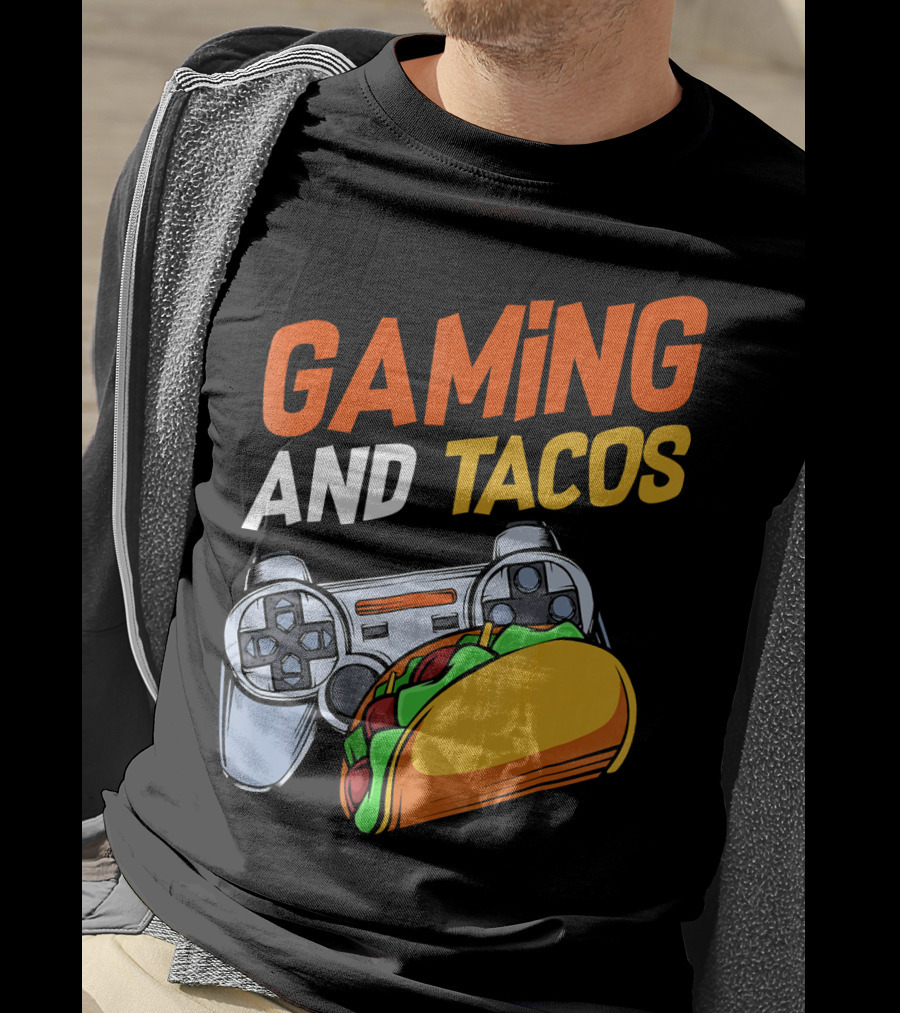 Gaming And Tacos Food Gaming Controller Fun T-Shirt