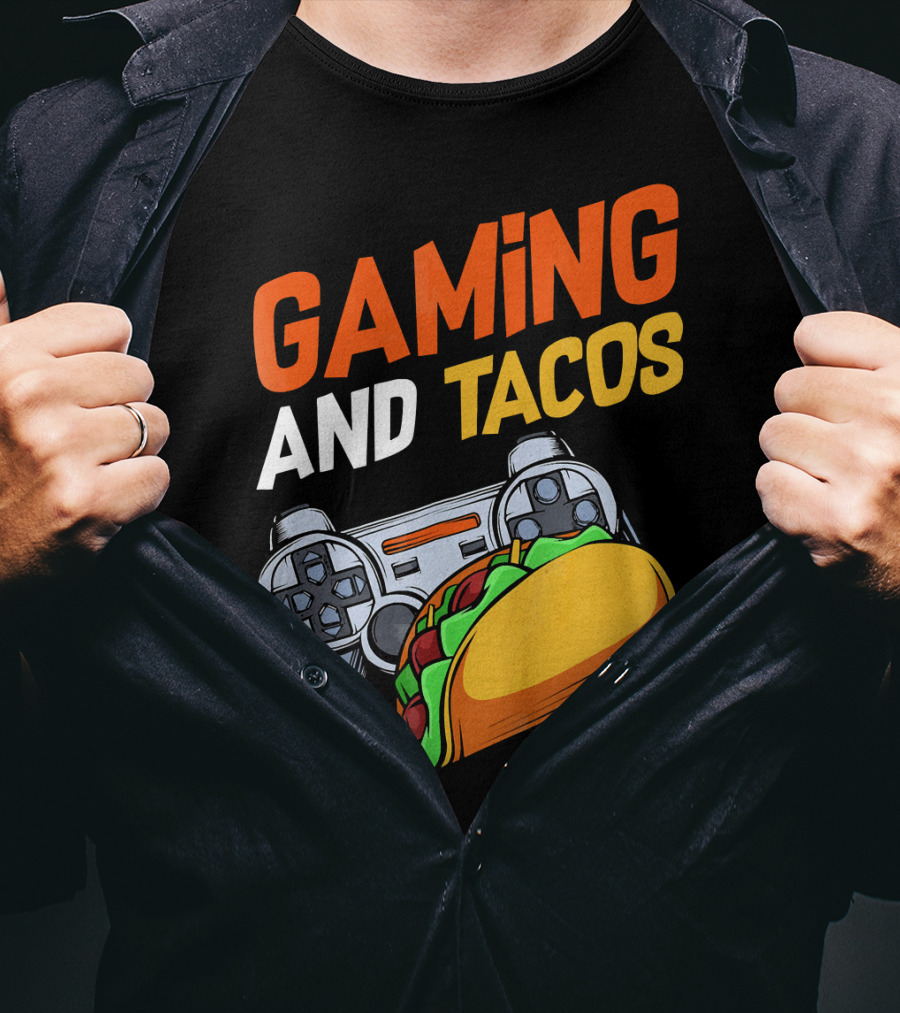 Gaming And Tacos Food Gaming Controller Fun T-Shirt