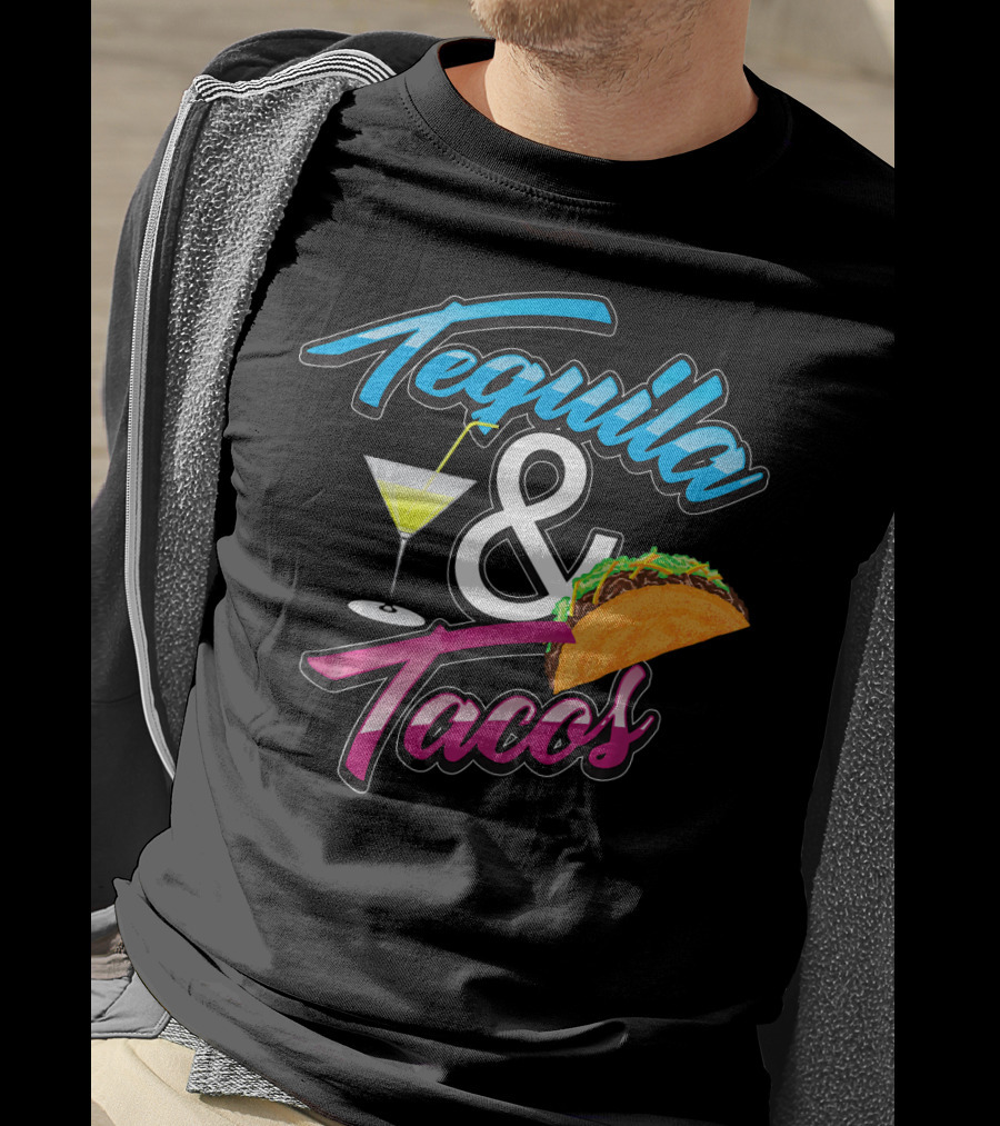 Tequila And Tacos Cute Mexican Food Martini Glass Taco T-Shirt
