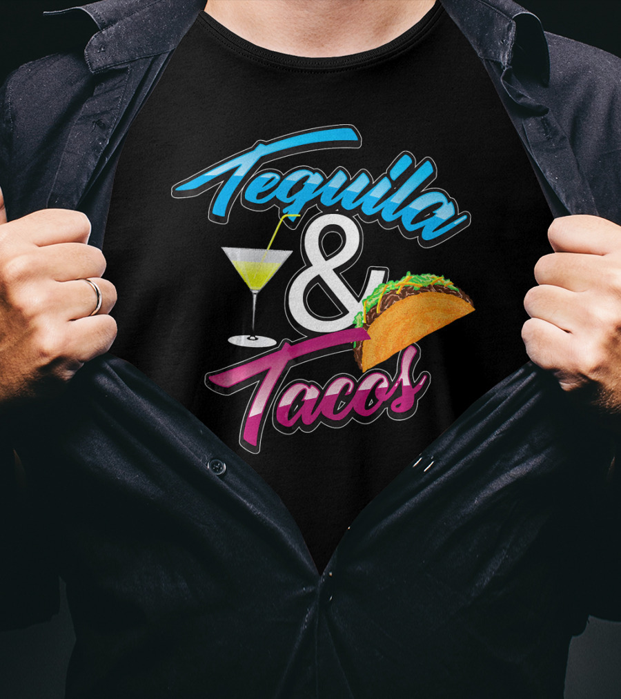 Tequila And Tacos Cute Mexican Food Martini Glass Taco T-Shirt