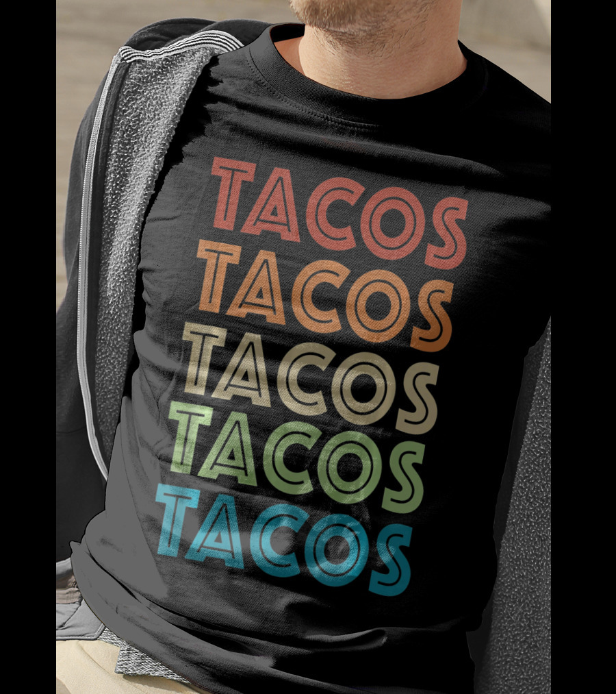 Vintage Tacos Cinco De Mayo Colorful Typography T-Shirt