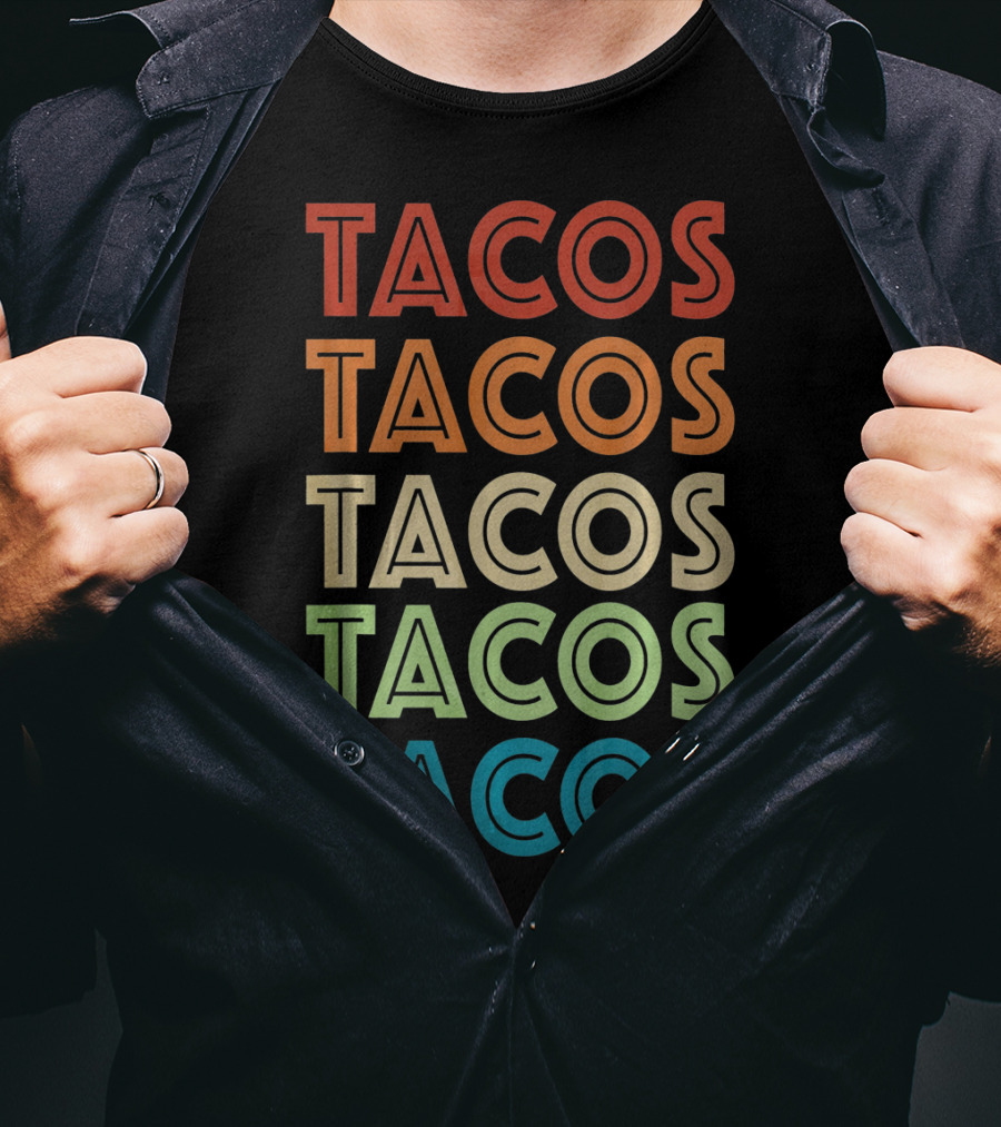 Vintage Tacos Cinco De Mayo Colorful Typography T-Shirt