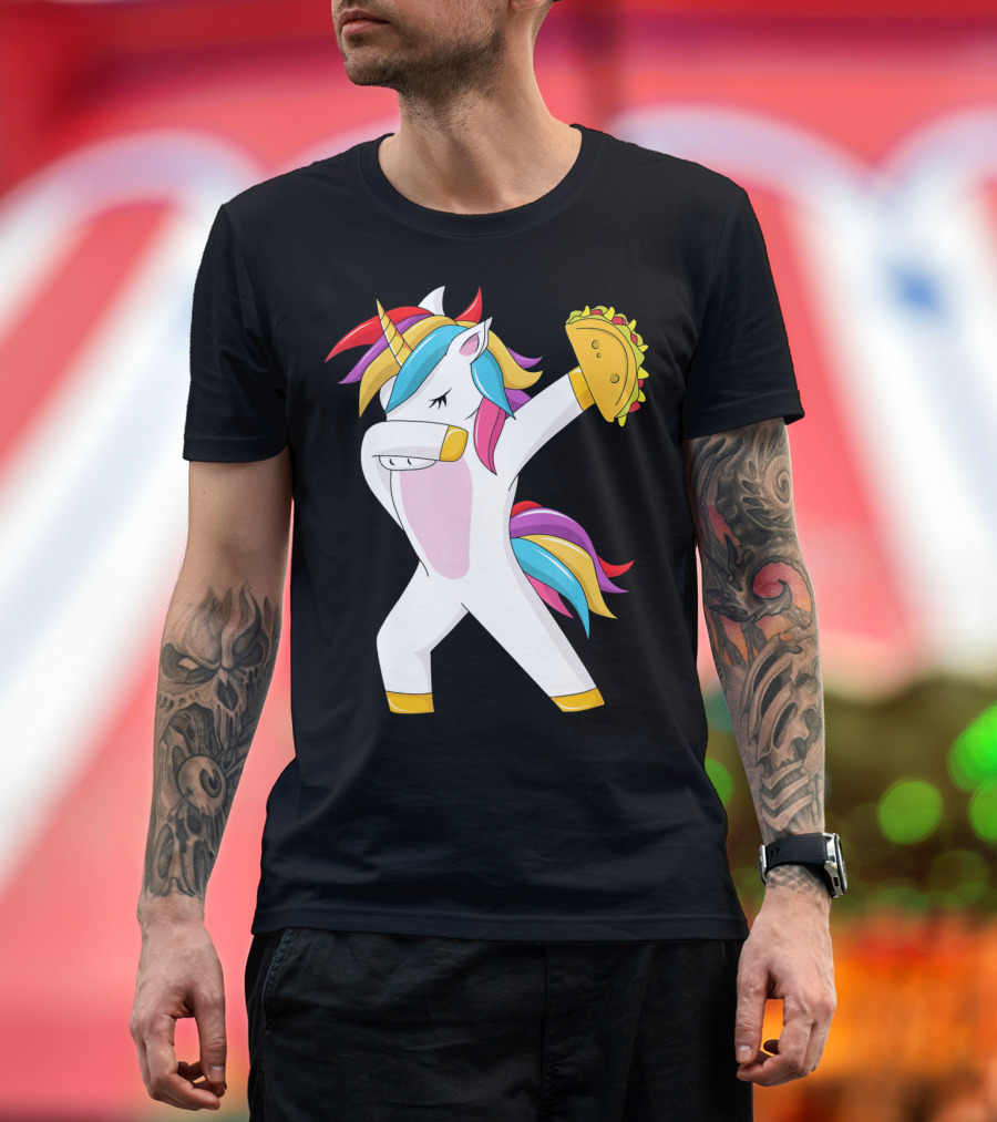 Taco Unicorn Dabbing Dab Funny Cinco de Mayo Rainbow T-Shirt