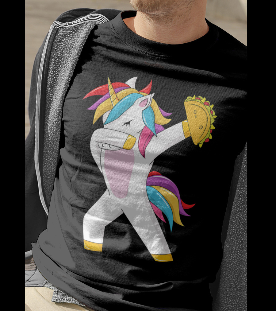 Taco Unicorn Dabbing Dab Funny Cinco De Mayo Rainbow T-Shirt