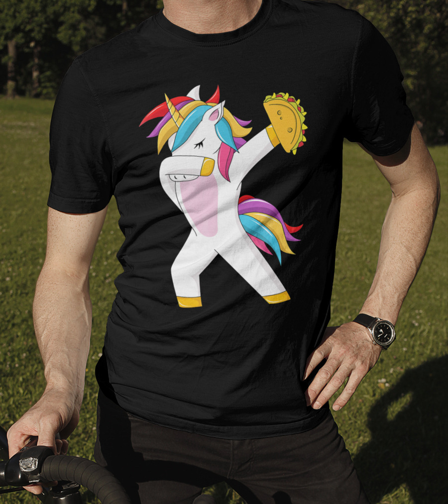 Taco Unicorn Dabbing Dab Funny Cinco De Mayo Rainbow T-Shirt