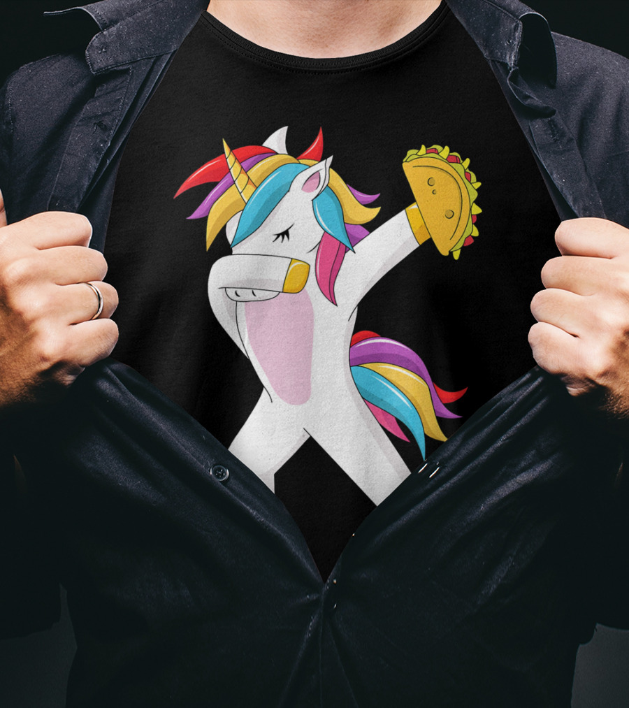 Taco Unicorn Dabbing Dab Funny Cinco De Mayo Rainbow T-Shirt
