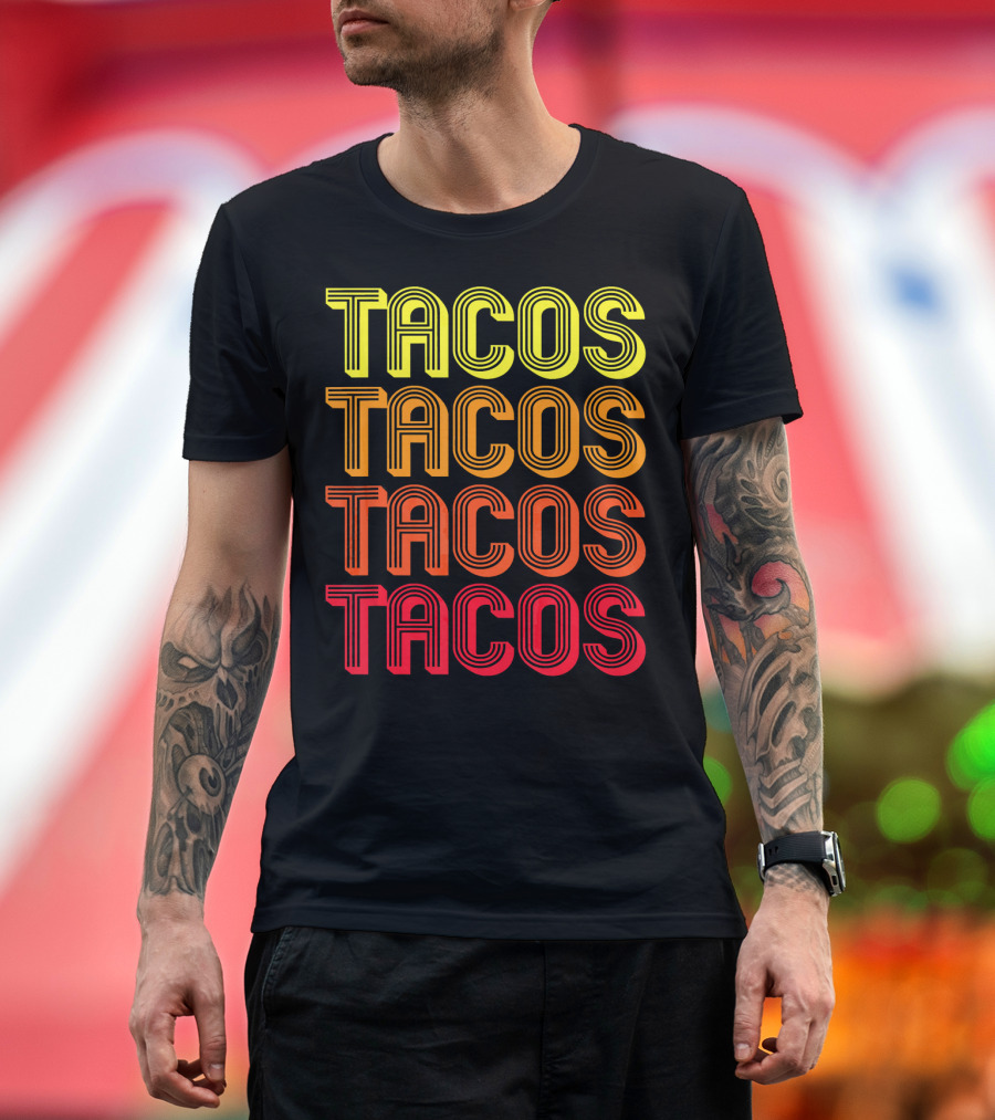 Vintage Tacos Guac Matching Set Funny Co Repeated Text Bold Gradient T-Shirt