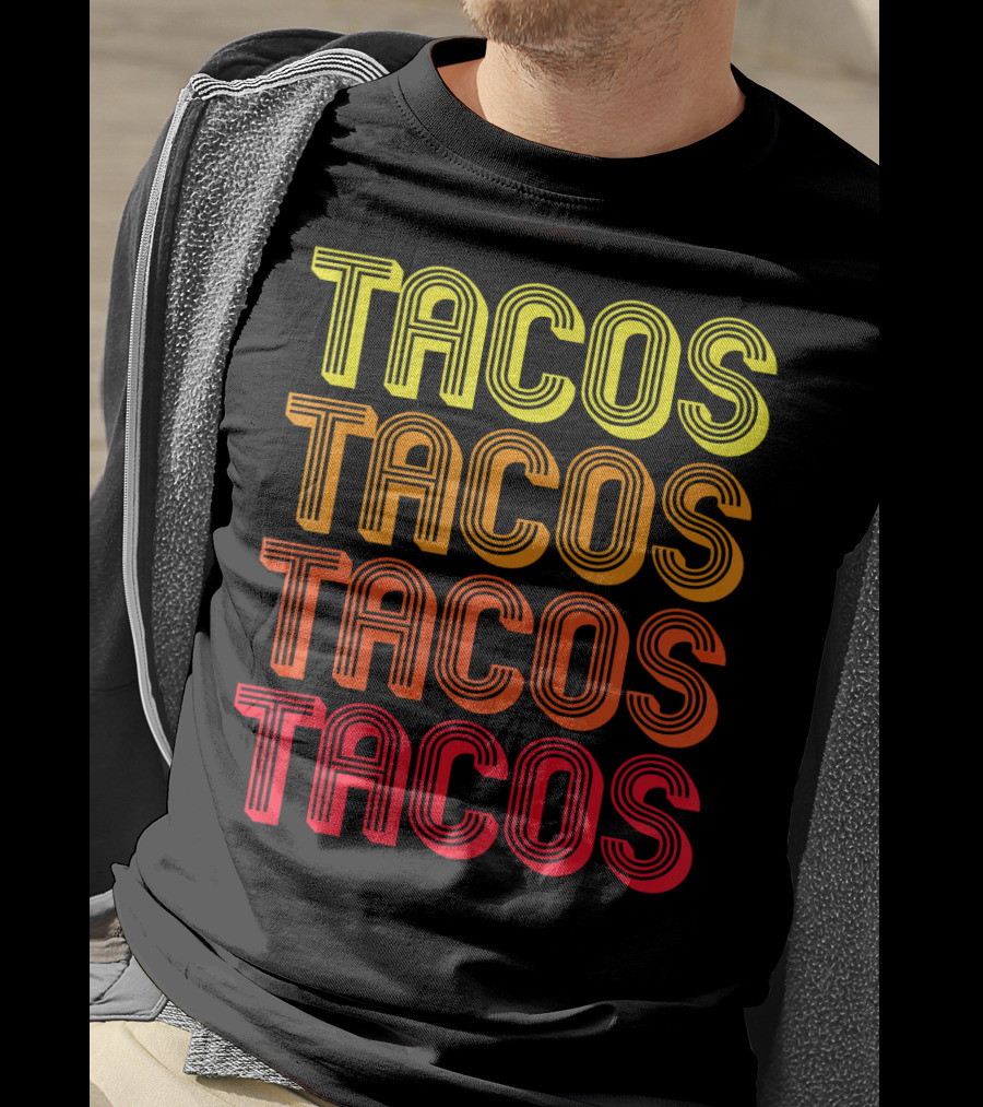Vintage Tacos Guac Matching Set Funny Co Repeated Text Bold Gradient T-Shirt