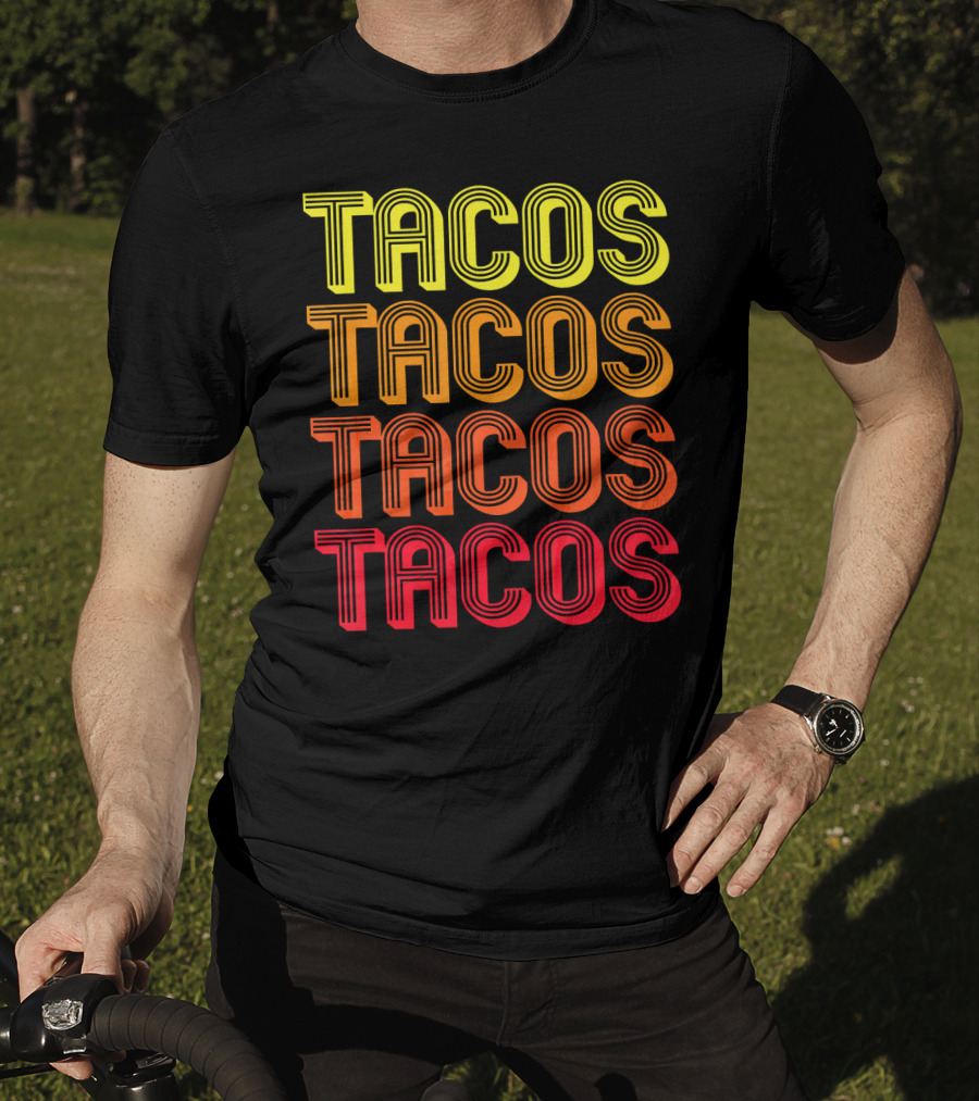 Vintage Tacos Guac Matching Set Funny Co Repeated Text Bold Gradient T-Shirt