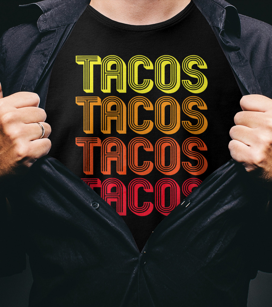 Vintage Tacos Guac Matching Set Funny Co Repeated Text Bold Gradient T-Shirt