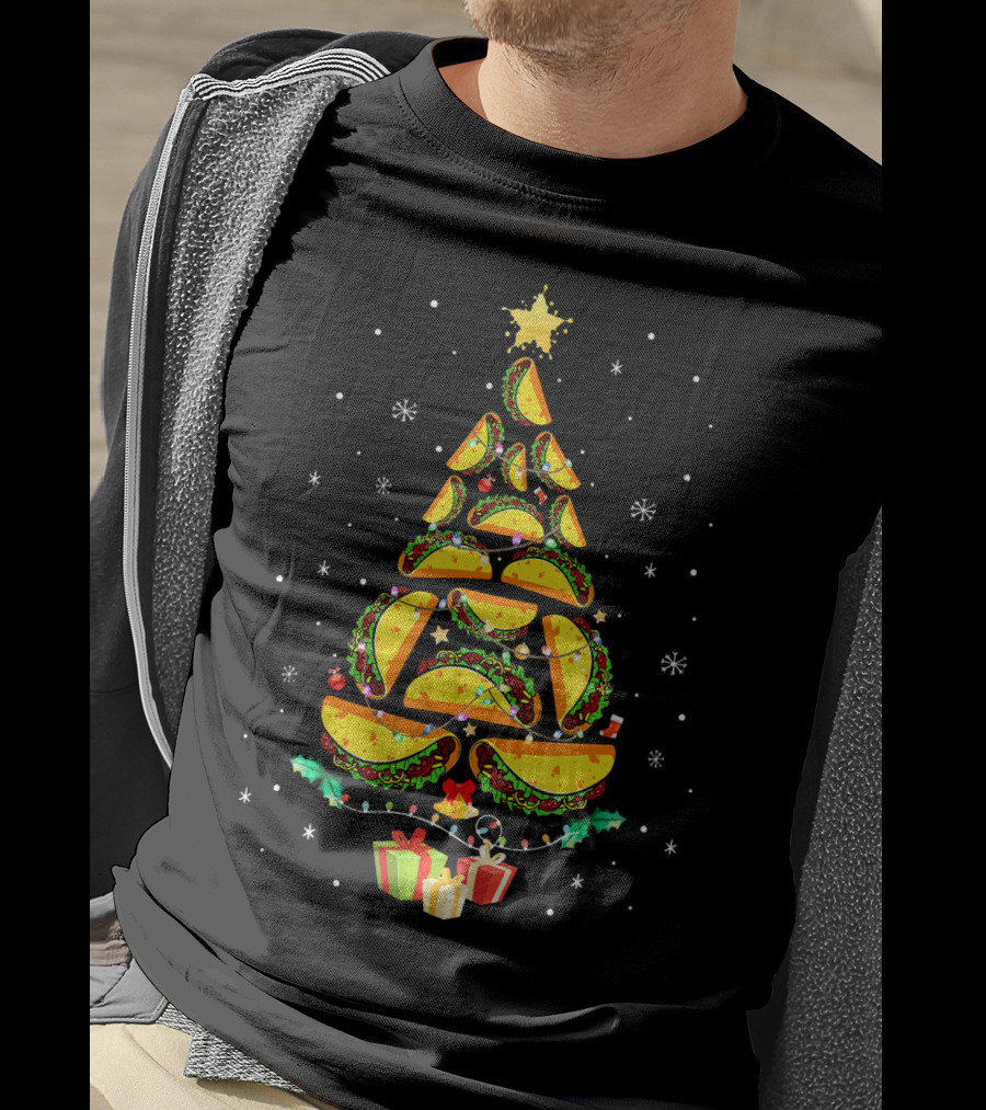 Tacos Christmas Tree Ugly Sweater Funny Holiday Festive T-Shirt