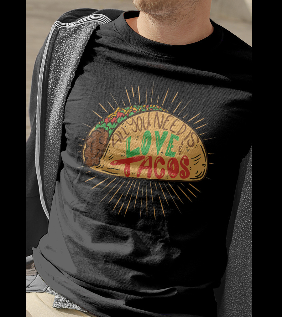 All You Need Is Love And Tacos Hand Drawn Vintage Taco T-Shirt