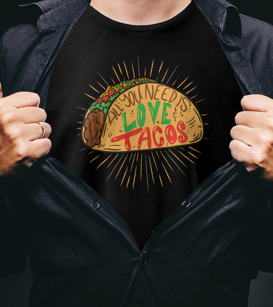 All You Need Is Love And Tacos Hand Drawn Vintage Taco T-Shirt