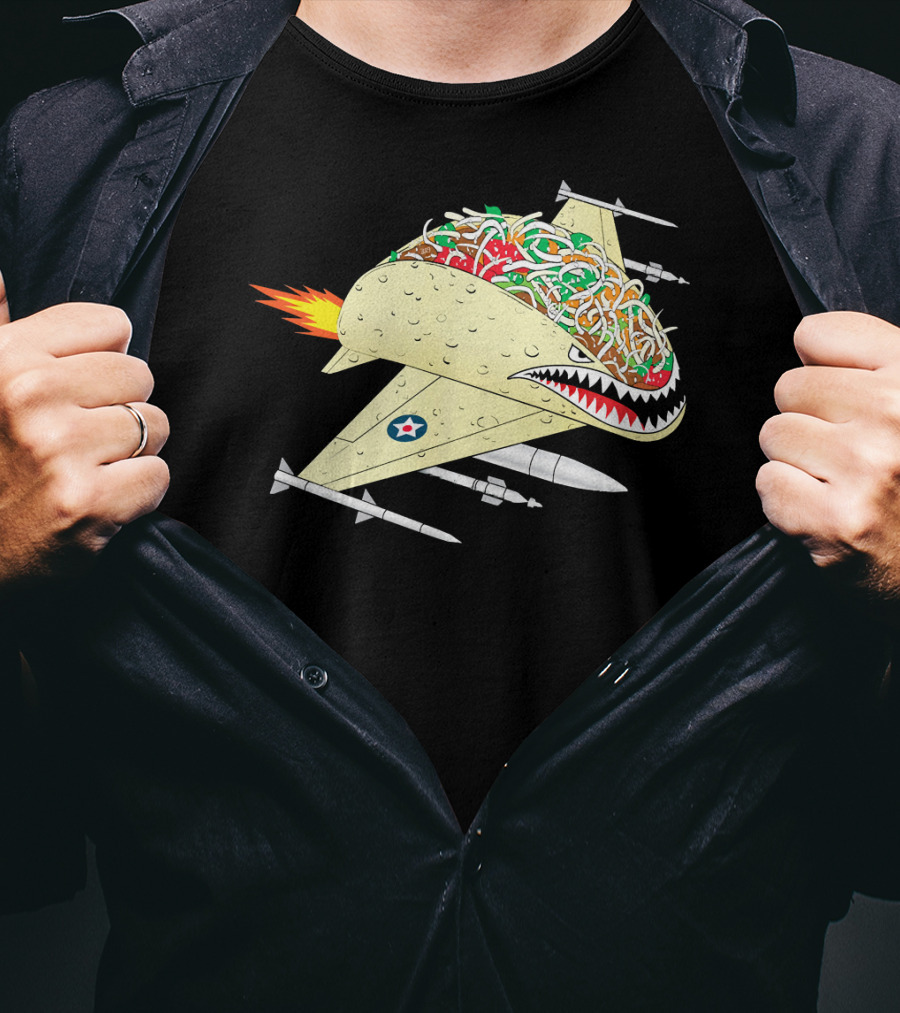 Taco Fighter Jet Air Force Military Shark T-Shirt