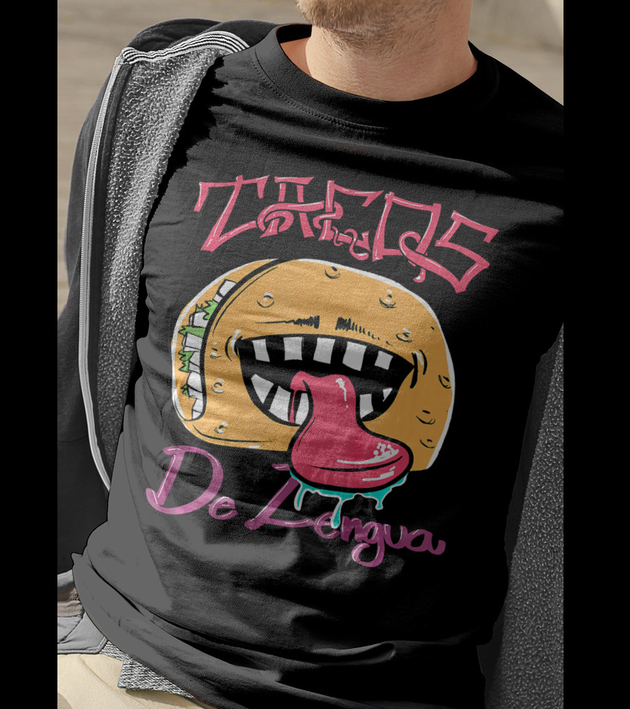 Tacos De Lengua Mexican Food Cartoon Taco Face With Tongue T-Shirt