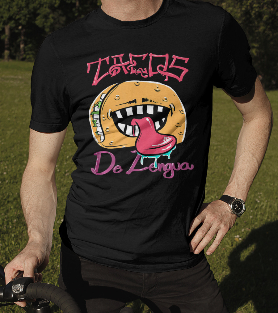 Tacos De Lengua Mexican Food Cartoon Taco Face With Tongue T-Shirt