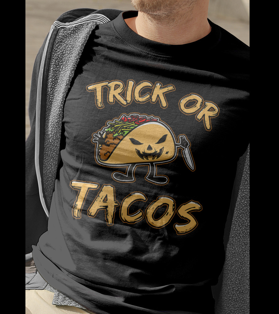 Trick Or Tacos Halloween Cute Jack-O-Lantern Taco Character T-Shirt